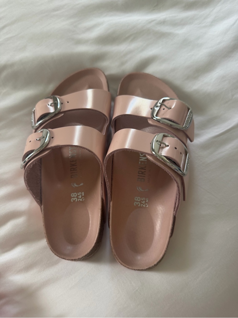 Birkenstock Metallic Blush Two-Strap Sandals